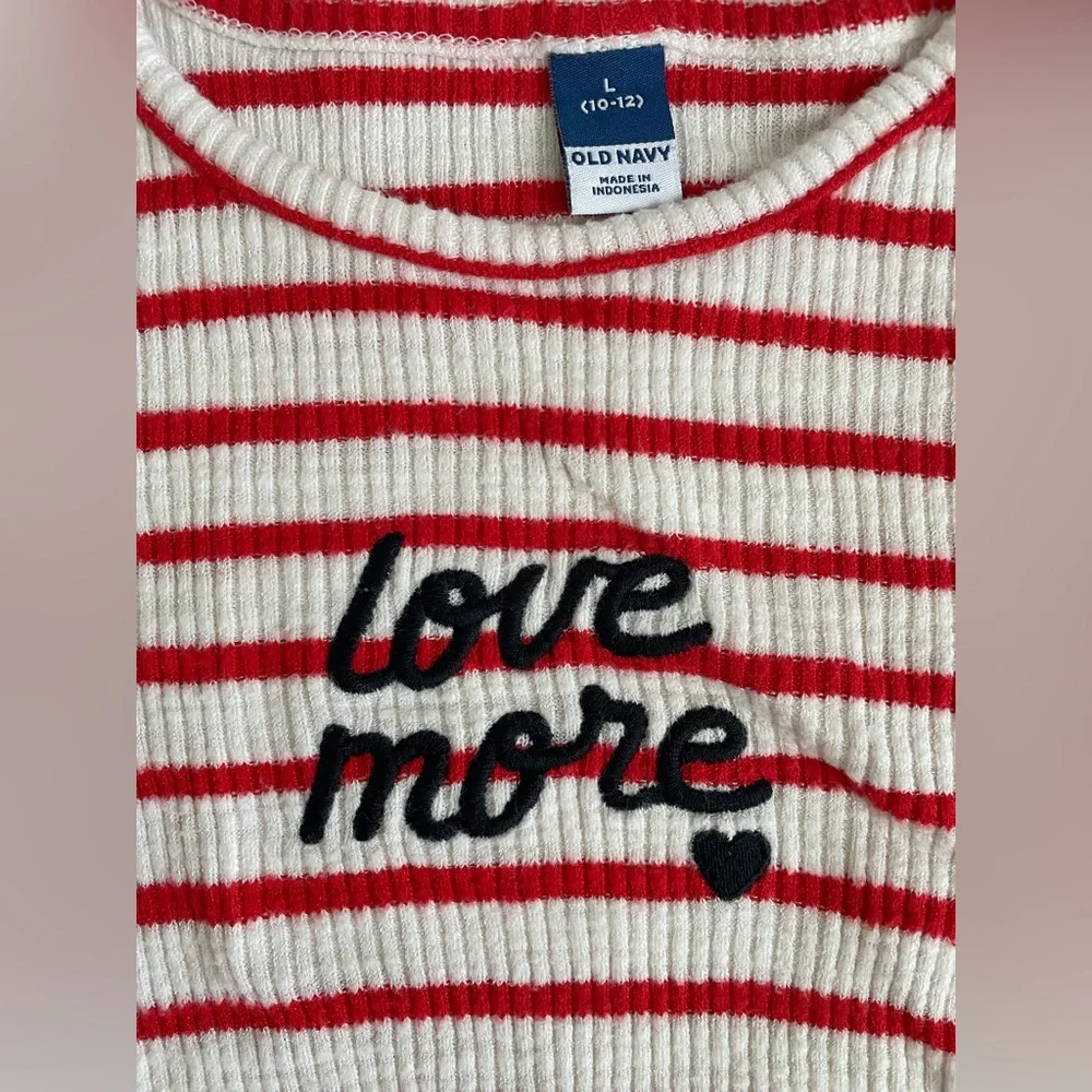 Old Navy Long Sleeve Tees Lot Of 3 Girls Sz L (10-12) Curled Hem Ribbed Striped
